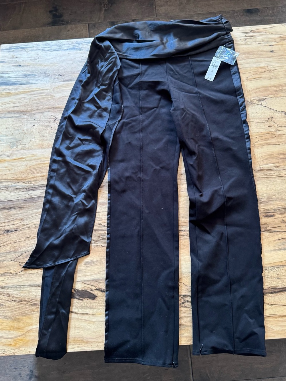 Anthropologie Black Satin Trim Tuxedo Slim Pants